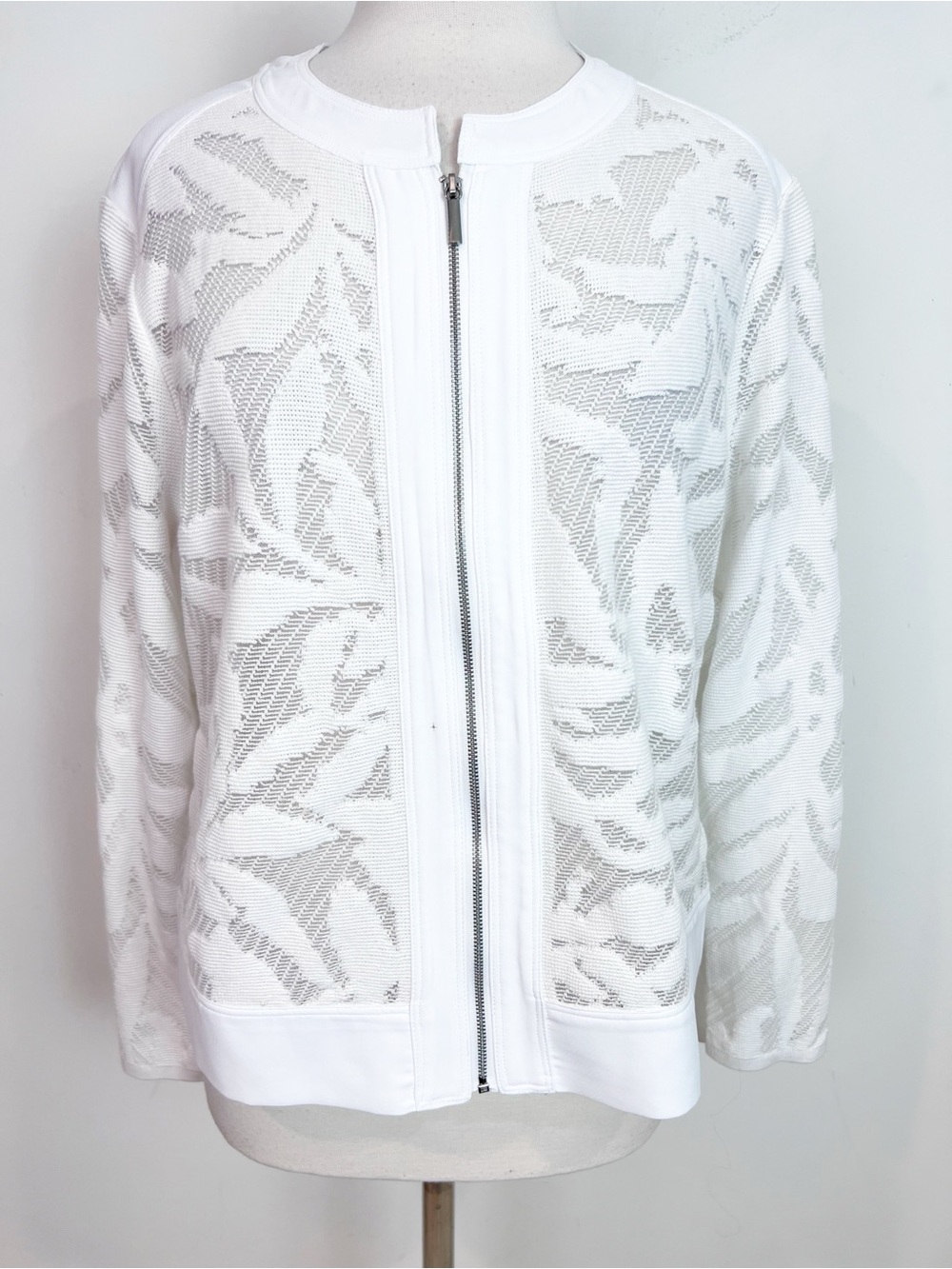 NIC+ZOE PALM SPRINGS WHITE LACE FULL ZIP CARDIGAN JACKET WOMENS SZ XL